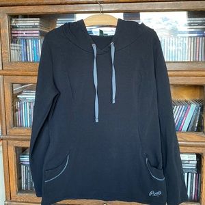 ROOTS Black Pullover Hoodie with Grey Cinch and Logo Size Medium